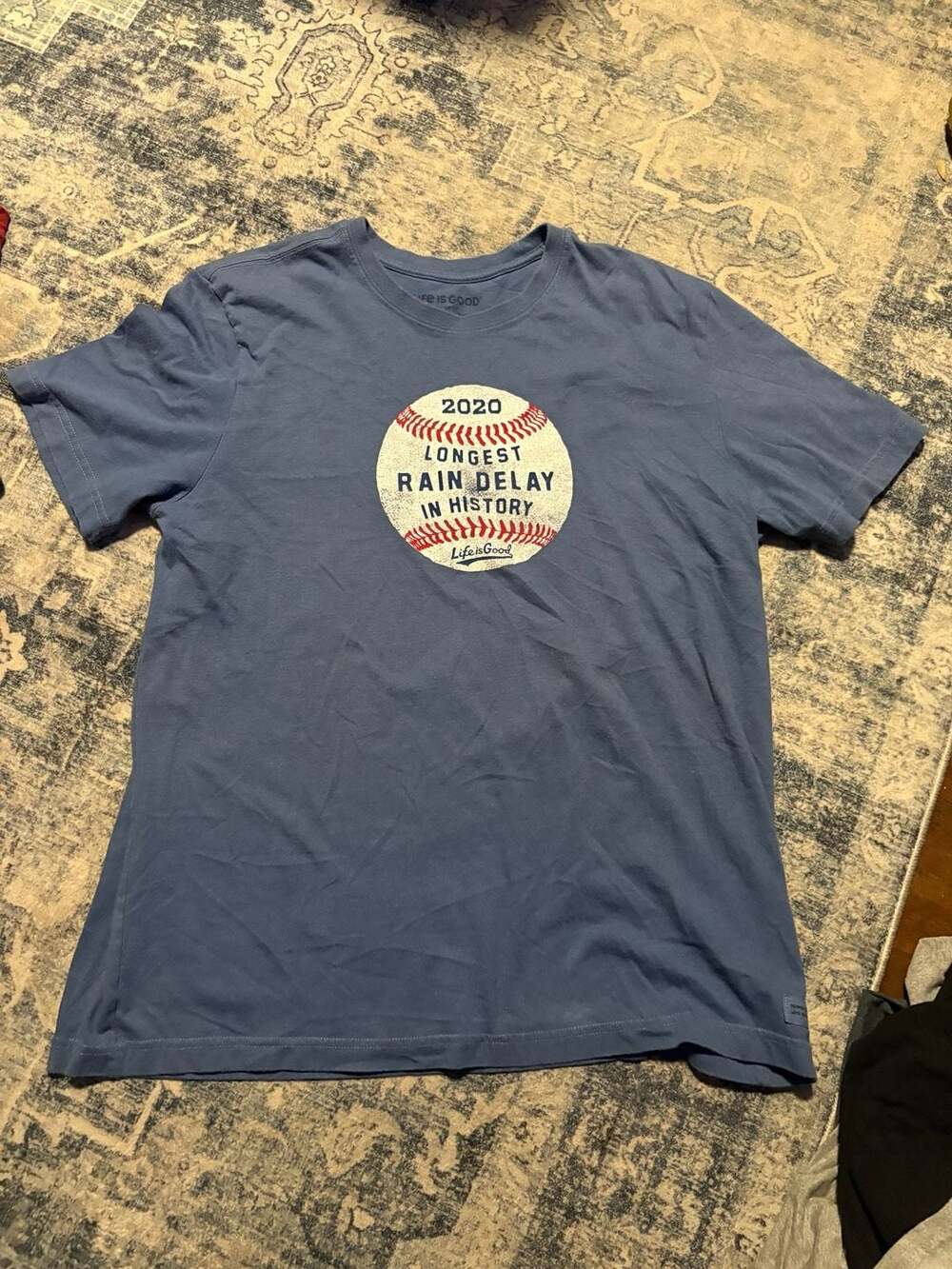 Life is Good Men's Baseball 2020 Longest Rain Delay in History Crusher Tee
